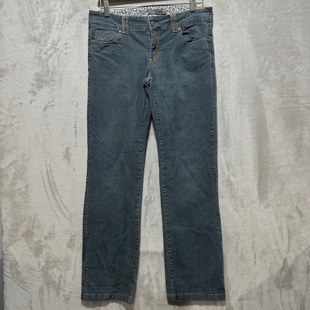 Prana Women 8 Gray Fine Wale Corduroy Straight Leg Pants Low Rise Outdoor Hiking